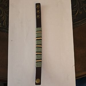 Brown and Green Leather Bracelet